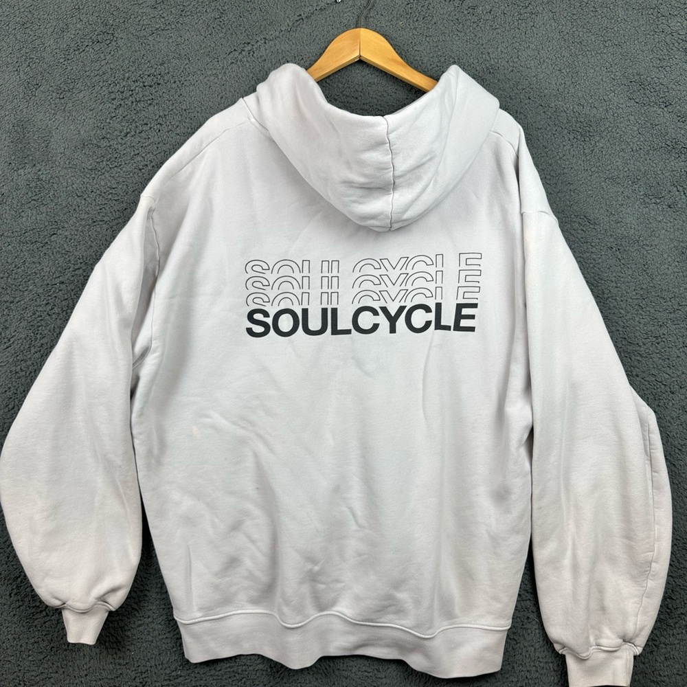 SoulCycle Full Zip Hoodie Mens Large Gray Graphic Logo Fleece Sweatshirt Flaw